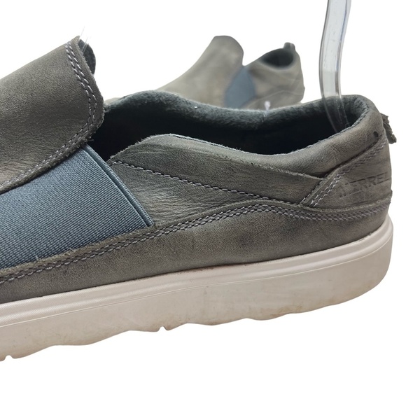 MERRELL TURBULENCE Smokey Gray Genuine Leather Loafers Slip On Casual Shoes sz 9 - Picture 11 of 16